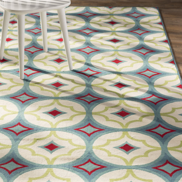 Bowman Blue/White Indoor/Outdoor Area Rug by Wrought Studio
