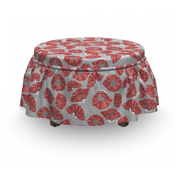 Poppy Petals Polka Dots Ottoman Slipcover (Set Of 2) By East Urban Home