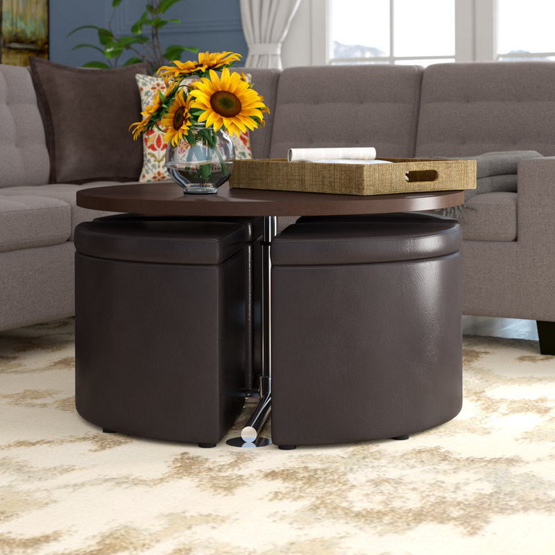 Red Barrel Studio Dempsey Gas Lift Coffee Table With Ottomans Dempsey Gas Lift Coffee Table With Ottomans