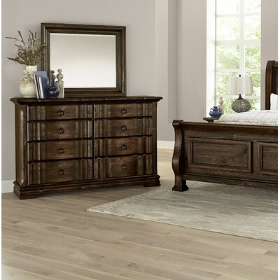 8 Drawer Double Dresser With Mirror Kitsco Color Coffee