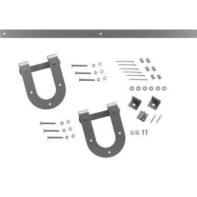 Premium Horseshoe Standard Single Barn Door Hardware Kit Goldberg Brothers Inc Finish PC Chrome Track Length 48 in