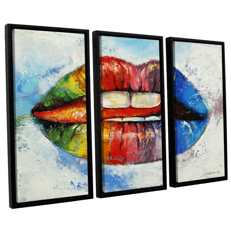 Brayden Studio Lips 3 Piece Framed Painting Print On Canvas Set