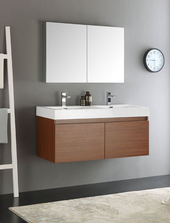 Senza Mezzo 48 Wall Mounted Double Bathroom Vanity Set
