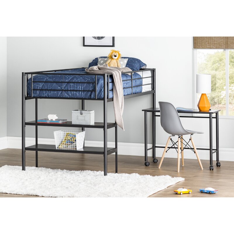 bunk bed with table underneath