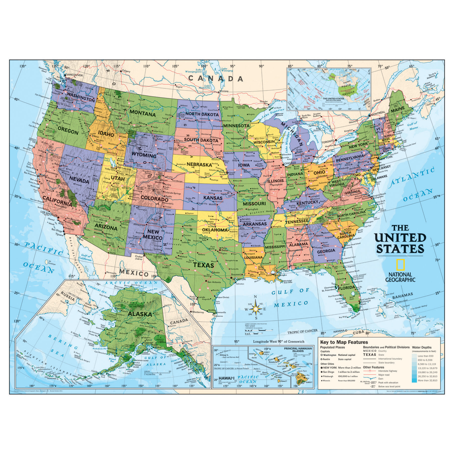 National Geographic Maps Laminated Kids Political Usa Education