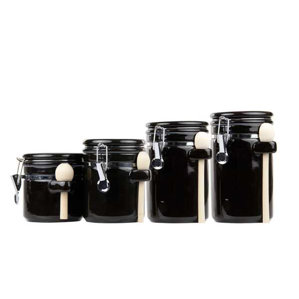 Black Kitchen Canisters Jars You Ll Love Wayfair Wayfair Basics 4 Piece Ceramic Kitchen Canister Set