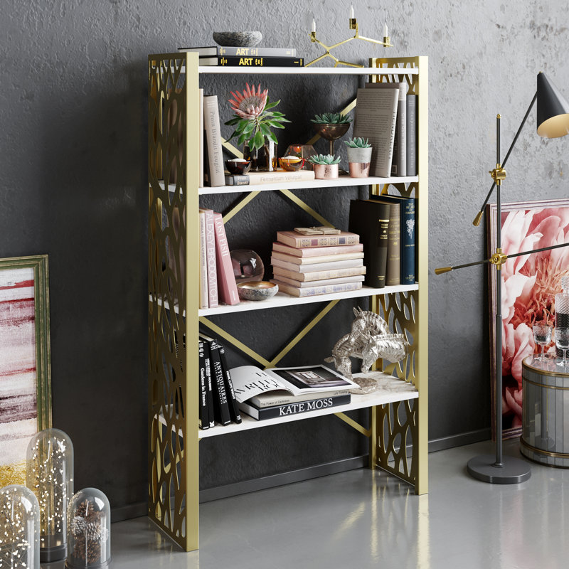 Orren Ellis Kenison 58 H X 35 W Metal Etagere Bookcase Wayfair