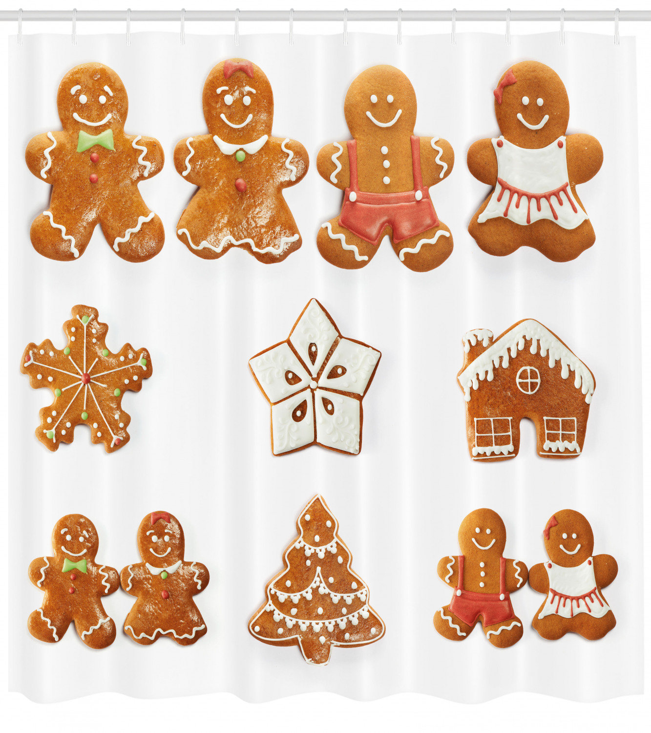 East Urban Home Gingerbread Man Shower Curtain Set Hooks Wayfair