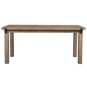 Fort Oglethorpe Metal Bracket Gathering Extendable Dining Table