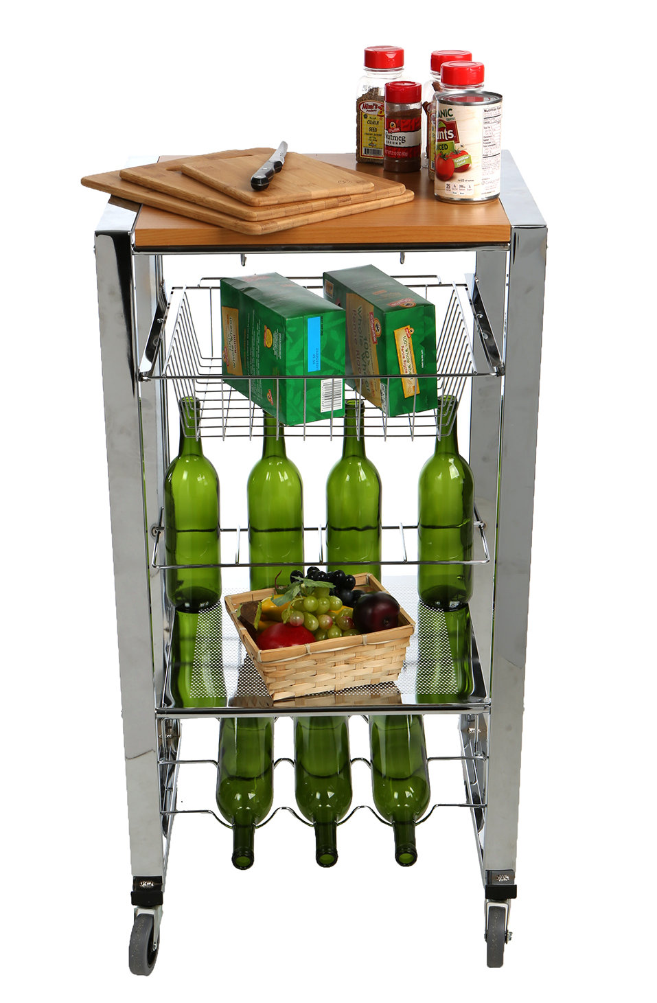 Mind Reader Chop Block Mobile Kitchen Cart With Wood Top Wayfair