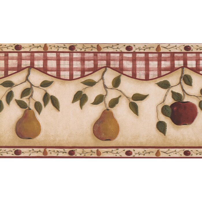 15 L X 13 5 W Apple Pear On Vine Kitchen Bathroom Extra Wide Retro Design Wallpaper Border