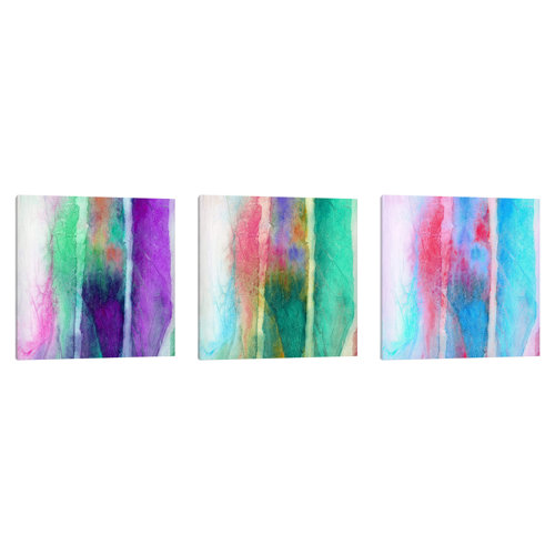 'Skein Triptych' 3 Piece Painting Set on Wrapped Canvas Mercury Row Size: 30.48cm H x 91.44cm W x 1.91cm D