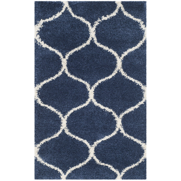 Duhon Shag Navy/Ivory Area Rug by Mercury Row