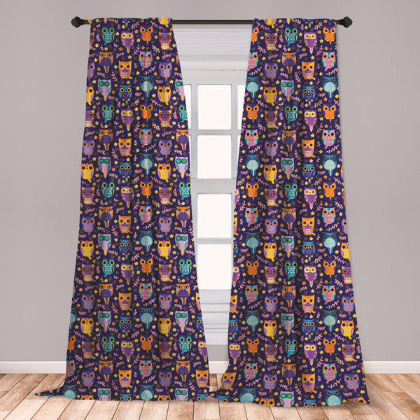 Blue Brown Purple Pink White Dot Tree Embroidered on Lace Sheer Curtain Cherry