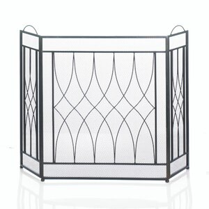 Waves 3 Panel Iron Fireplace Screen