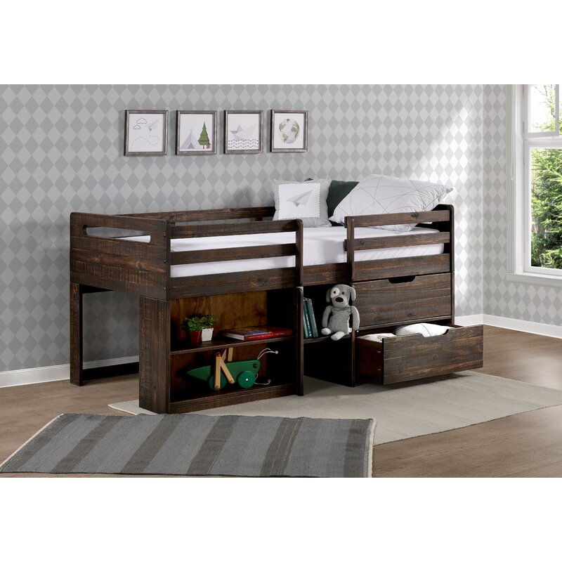 twin low loft bed with storage wayfair