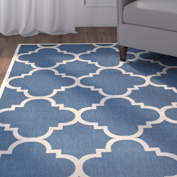 Short Navy/Beige Indoor/Outdoor Area Rug by Winston Porter