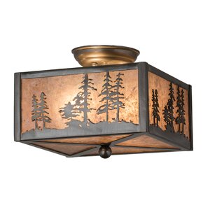 Greenbriar Oak Tall Pines 2-Light Semi-Flush Mount