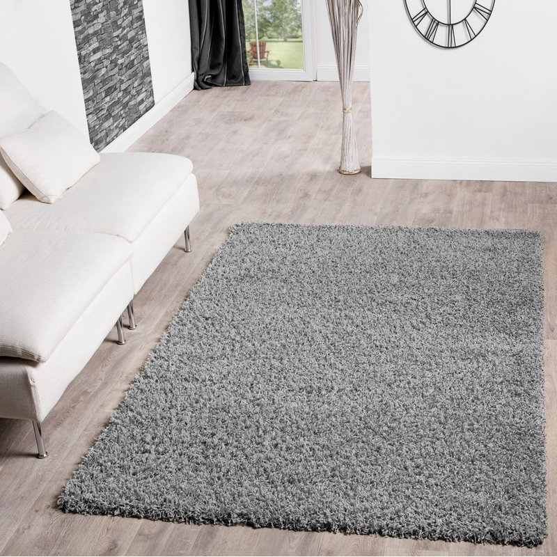 Shaggy Rug High Pile Plain Solid Colour Living Room Beige Inexpensive Oeko Tex