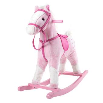 pink wooden rocking horse