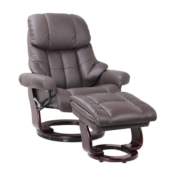 Monsour Leather Manual Swivel Recliner And Ottoman By Latitude Run
