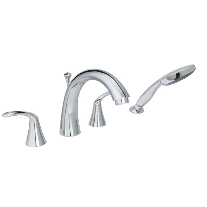 Double Handle Deck Mount Roman Tub Faucet With Hand Shower