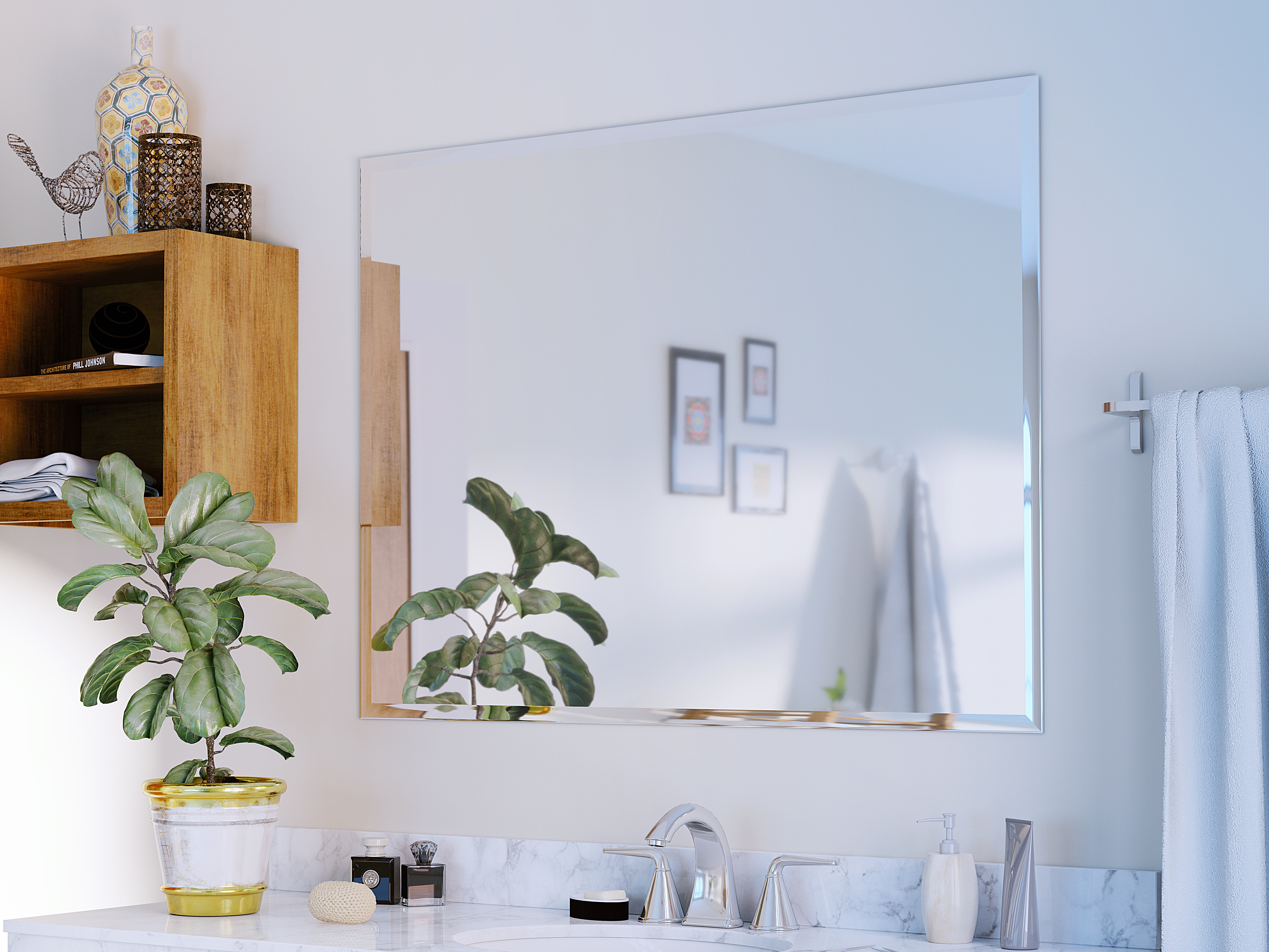 Bedroom Vanity Living Room Mirror Trend 20 X 30 Inch Premium Large Rectangular Frameless Wall Mirror