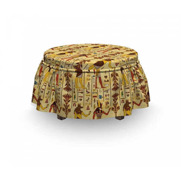 Egyptian Grunge And Retro Timeless 2 Piece Box Cushion Ottoman Slipcover Set By East Urban Home