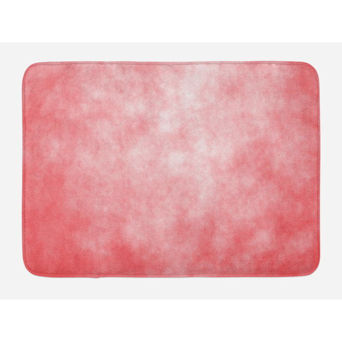 East Urban Home Coral Bath Mat Pale Spring Watercolor Design