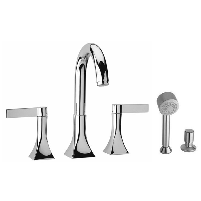 Latoscana Elix Double Handle Deck Mount Roman Tub Faucet With Hand