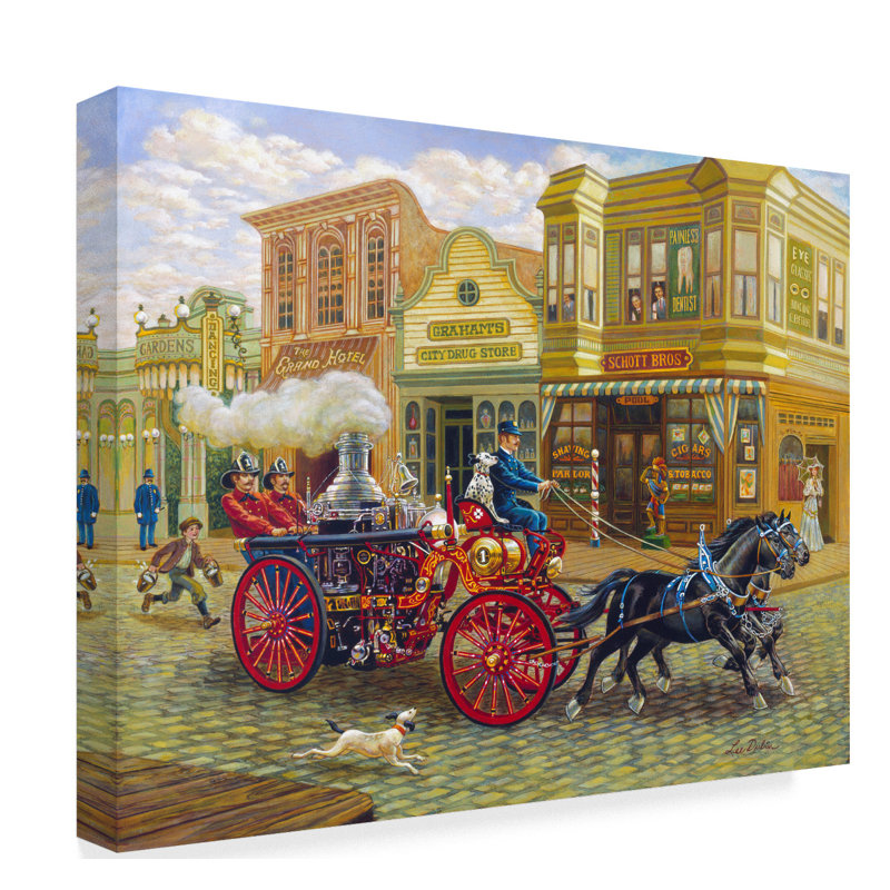 Winston Porter Fire Truck Acrylic Painting Print On Wrapped
