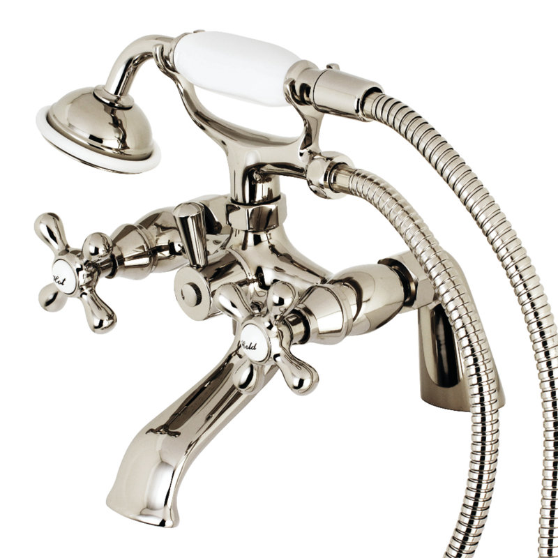 Kingston Brass Louis Triple Handle Clawfoot Tub Faucet With Hand