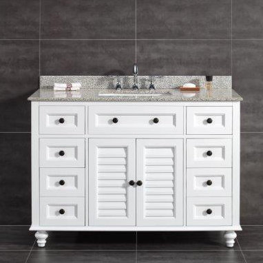 Heather 48 Single Tiger Granite Top and Rectangular Basin Vanity Set by Ove Decors