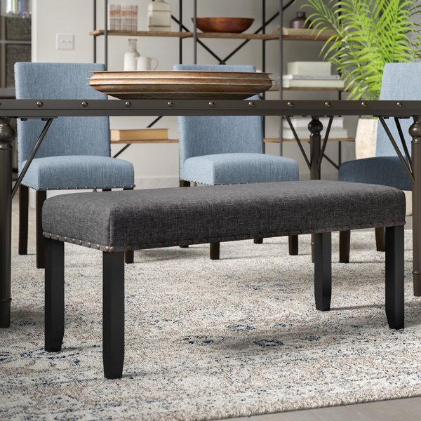 Haysi Upholstered Bench with Nailhead Trim by Grey