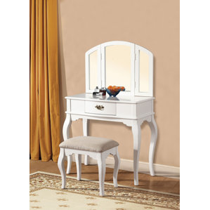 Maren White Vanity Set with Mirror by ..
