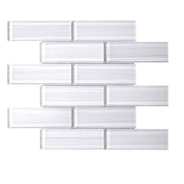 Hand Painted Series 2 x 6 Hand Painted Glass Subway Tile in White by WS Tiles