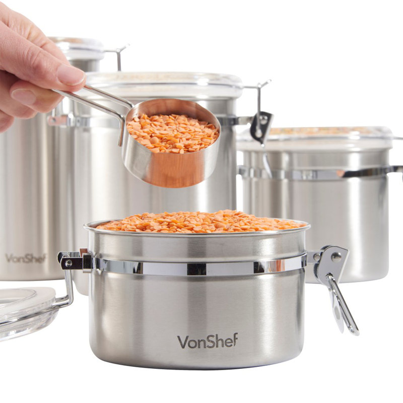 vonshef stainless steel 4 piece kitchen canister set reviews wayfair ca vonshef stainless steel 4 piece kitchen canister set reviews wayfair ca
