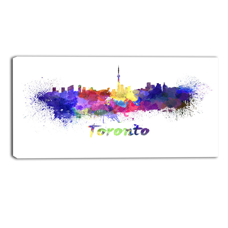 Designart Toronto Skyline Cityscape Painting Print On Wrapped