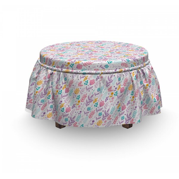 Doodle Tulip Field Dots Ottoman Slipcover (Set Of 2) By East Urban Home