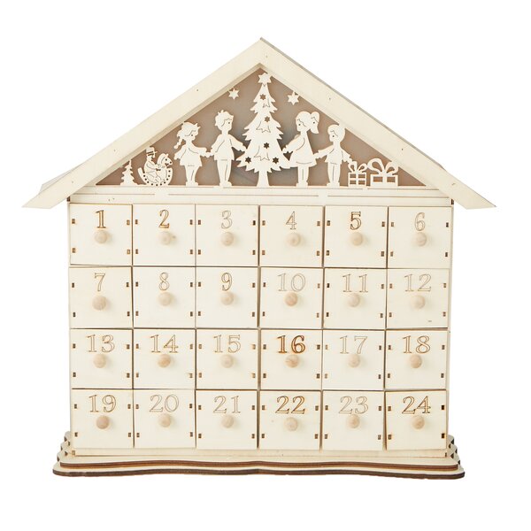 Festive 24 Compartment Wood Advent Calendar by Mind Reader