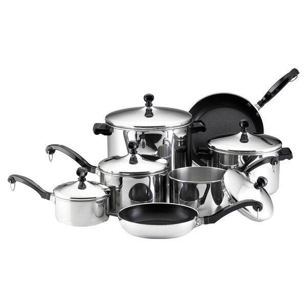 Classic Stainless Steel 15 Piece Cookware Set by Farberware