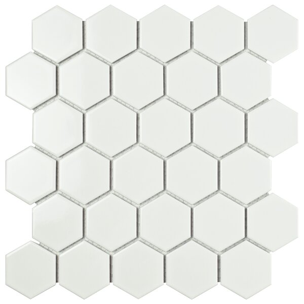 Retro Hexagon 2 x 2 Porcelain Mosaic Tile in Glossy White by EliteTile