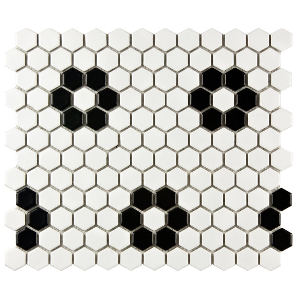Retro 10 x 12 Porcelain Mosaic Tile in White/Black by EliteTile