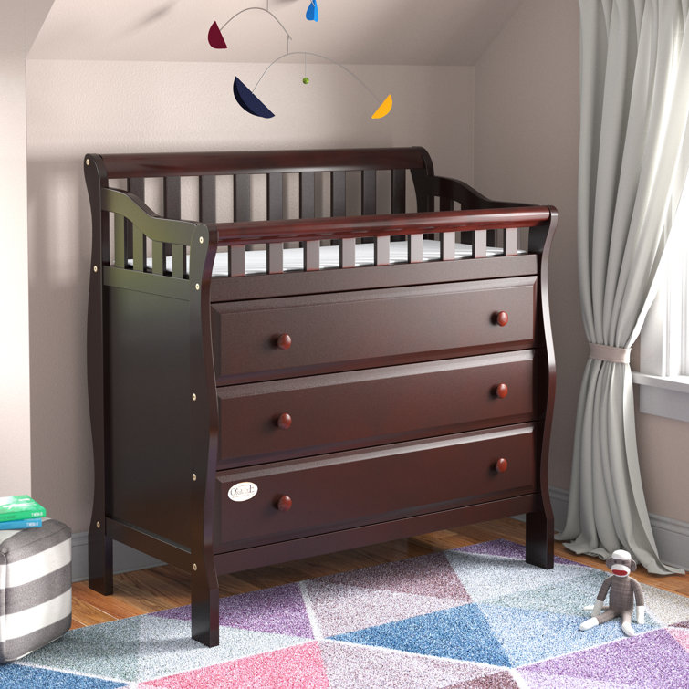 espresso changing table with drawers