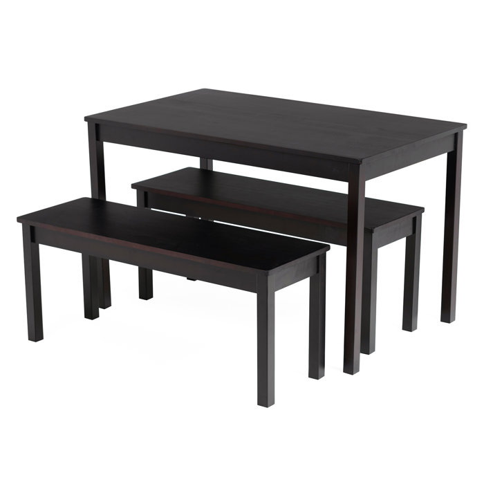 Ebern Designs Deges Table Furniture 3 Piece Solid Wood Breakfast