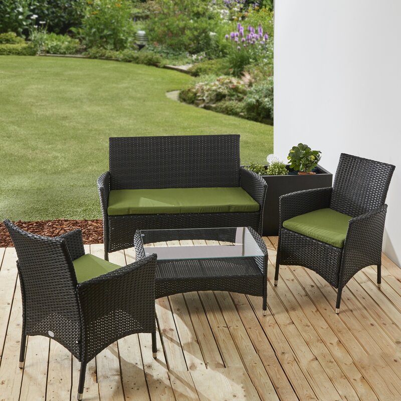 Garten Living 4Sitzer Lounge Set aus Polyrattan mit