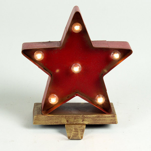 Lighted Marquee Star Christmas Stocking Holder 6 Light Lamp by Glitzhome