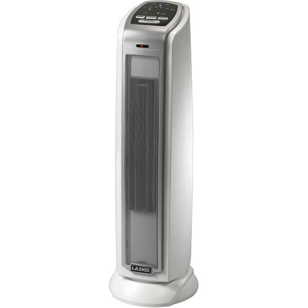 Ceramic 1,500 Watt Portable Electric Fan Tower Heater with Thermostat by Lasko