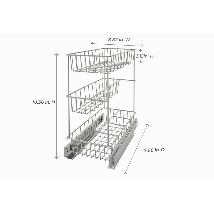 Closetmaid 3 Tier Compact Kitchen Cabinet Pull Out Drawer