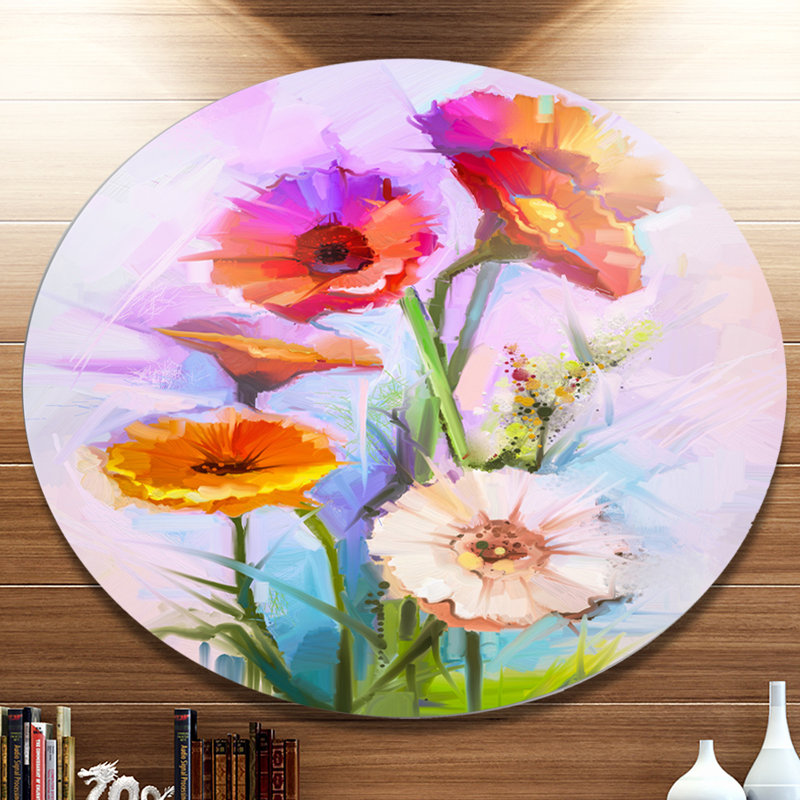 Designart Bouquet Of Red White Flowers Oil Painting Print On